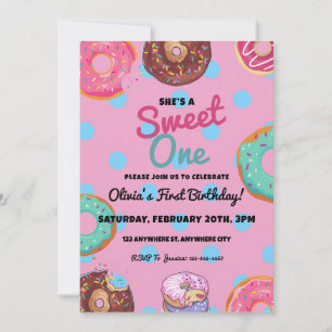 Invitation Sweet One Donut Première fête d'anniversaire