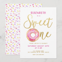 Invitation Sweet One Donut Sprinkle Girl 1er anniversaire