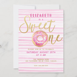 Invitation Sweet One Donut Stripe rose 1er anniversaire