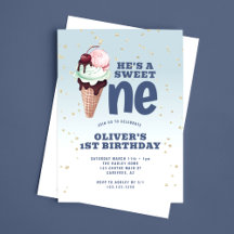 Sweet One Ice Cream Blue 1er anniversaire