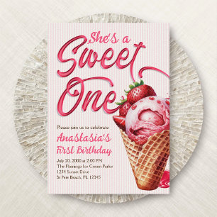 Invitation Sweet One Ice Cream Girls 1er anniversaire