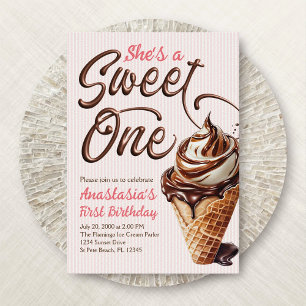Invitation Sweet One Ice Cream Girls 1er anniversaire