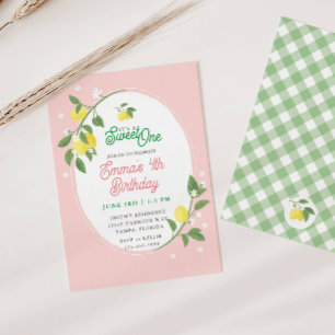 Invitation Sweet One Lemon & Floral à thème fête d'anniversai