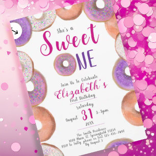 Invitation Sweet One mignonne Donut rose fille 1er anniversai