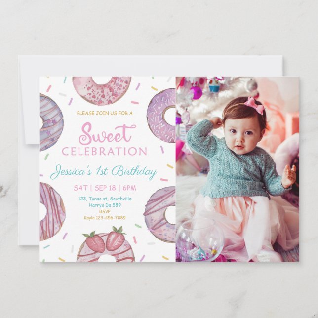 Invitation Sweet One Photo Anniversaire (Devant)