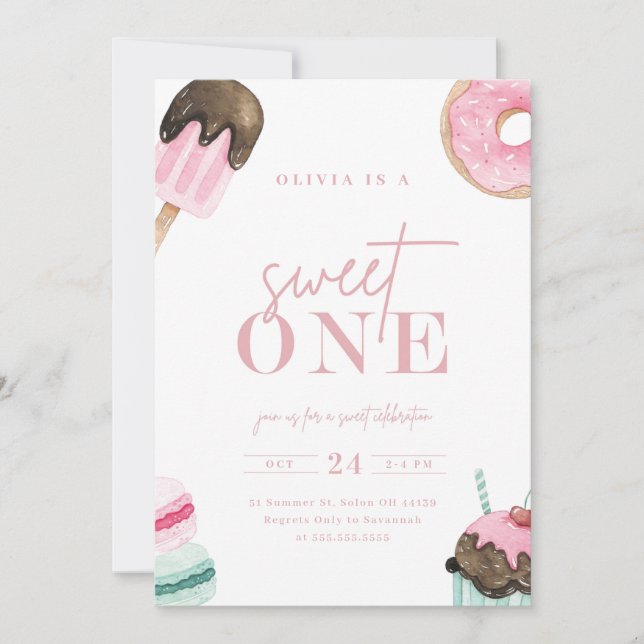 Invitation Sweet One Premier anniversaire (Devant)