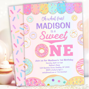 Invitation Sweet ONE Rainbow Donut 1er anniversaire Invitatio