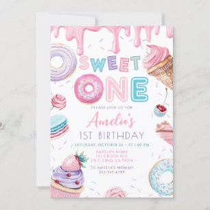 Invitation Sweet one Sweets Dessert Donut Candy Anniversaire