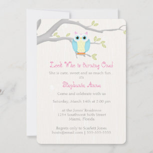Invitation Sweet Owl Anniversaire