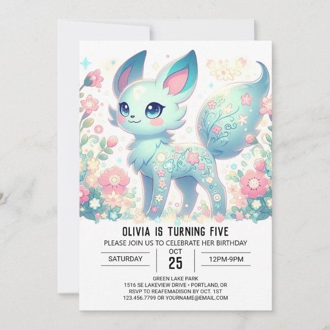 Invitation Sweet Pastel Fox Digital Anniversaire (Devant)