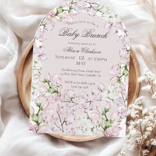 Invitation Sweet Pea flower Bébé brunch élégant rond