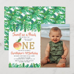 Invitation Sweet Peach Boys 1er Birthday Photo