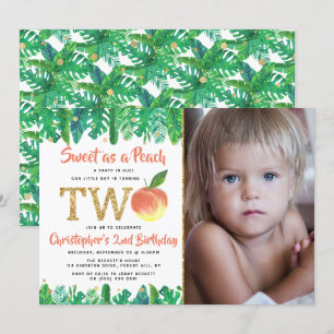 Invitation Sweet Peach Boys 2nd Birthday Photo