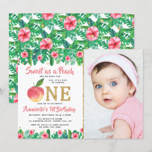 Invitation Sweet Peach Girls 1er Anniversaire Photo