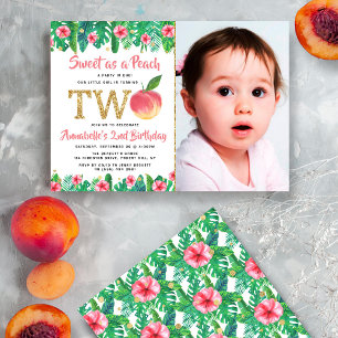 Invitation Sweet Peach Girls 2nd Birthday Photo