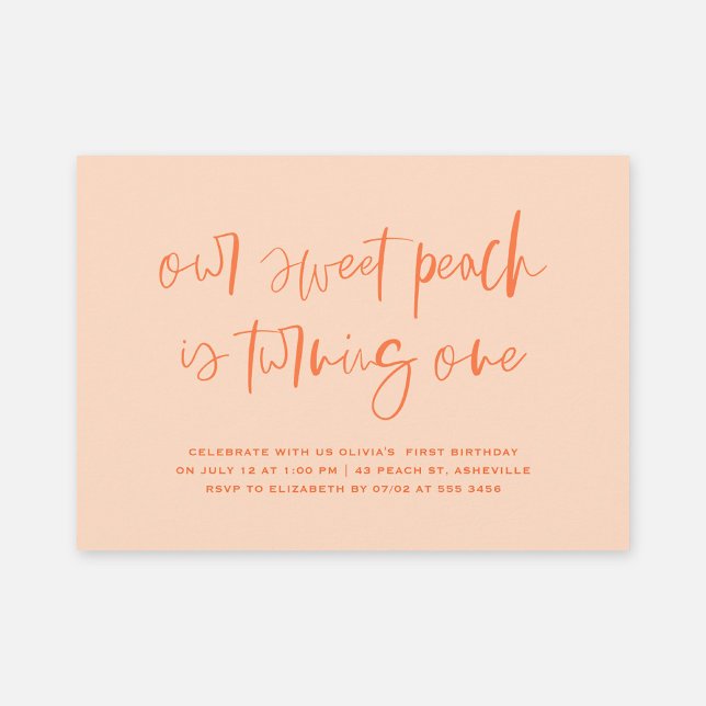 Invitation Sweet Peach Minimalist Girl Premier anniversaire (Créateur téléchargé)