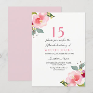 Invitation Sweet Peach Pink Flower 15e anniversaire invitatio