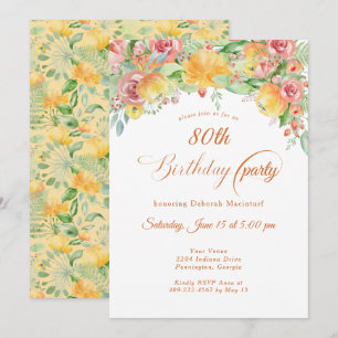 Invitation Sweet Peach Roses Floral 80e