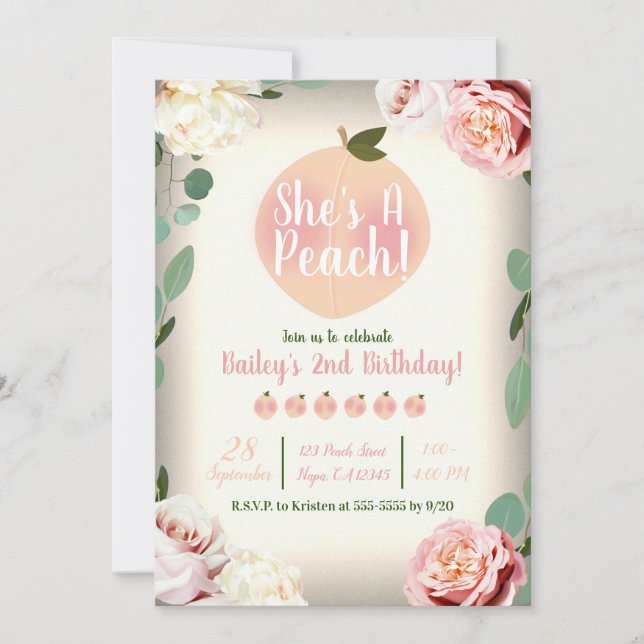Invitation SWEET PEACH Southern Charm Floral Anniversaire (Devant)