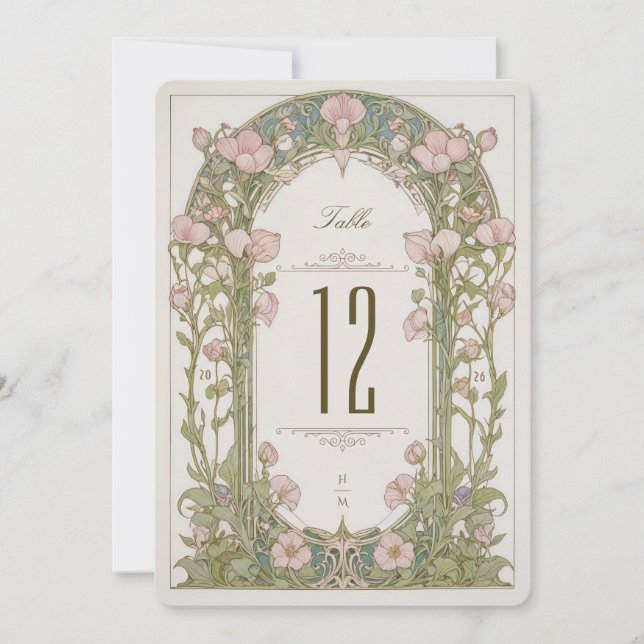 Invitation Sweet Peas Wedding Table Number Card (Devant)