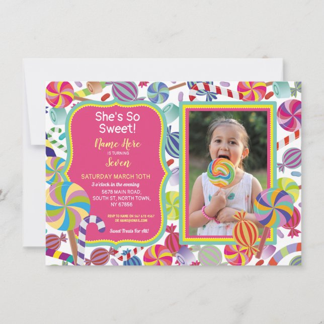 Invitation Sweet Photo Dessert Candy Sweet 16 ou n'importe qu (Devant)