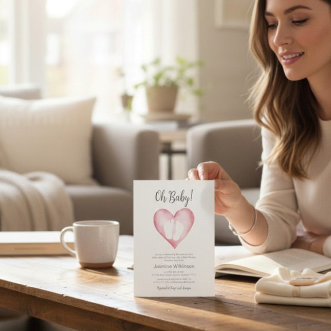 Invitation Sweet Pink Heart Baby Shower Announcement (Créateur téléchargé)