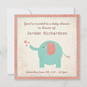 Invitation Sweet Retro Unisex Elephant Baby shower