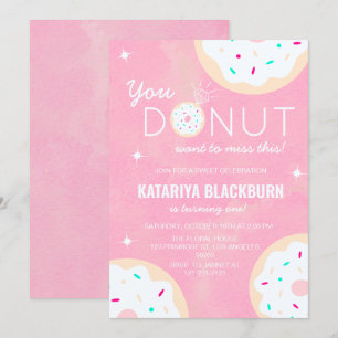 Invitation Sweet Rose Girl Anniversaire - Donut Miss Cette Fê