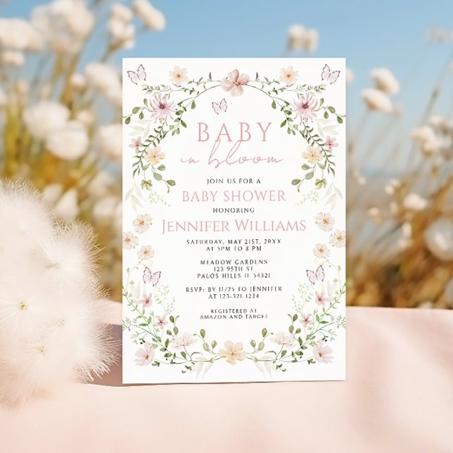 Invitation Sweet Rose Windflower Baby in Bloom Girl Douche (Créateur téléchargé)