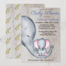 Sweet Rustic Elephant Baby shower bleu garçon