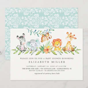 Invitation Sweet Safari Animaux Baby shower neutre