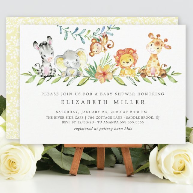 Invitation Sweet Safari Animaux Baby shower neutre (Créateur téléchargé)