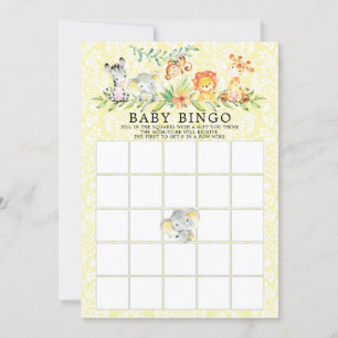 Invitation Sweet Safari Animaux BINGO Baby shower Jeu