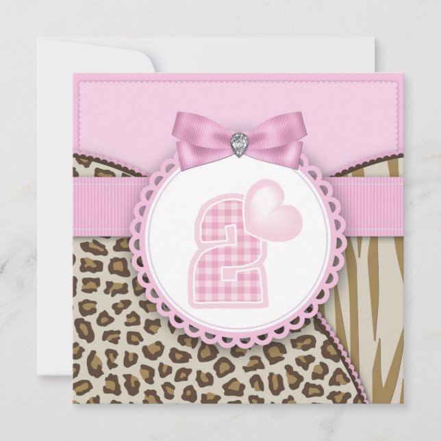 Invitation Sweet Safari filles fête d'anniversaire (Devant)