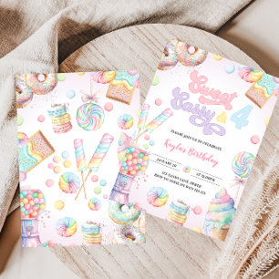 Invitation Sweet Sassy et QUATRE Pastel Candyland 4e annivers