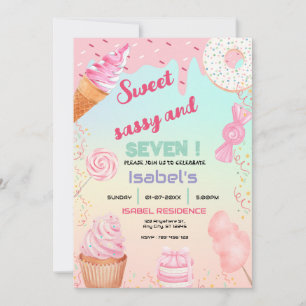 Invitation Sweet Sassy et sept bonbons Anniversaire