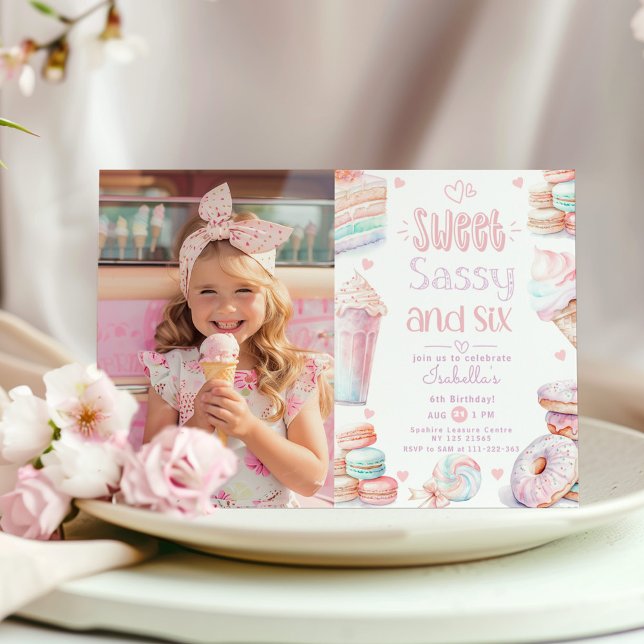 Invitation Sweet sassy et six pastel photo de 6ème anniversai (Créateur téléchargé)