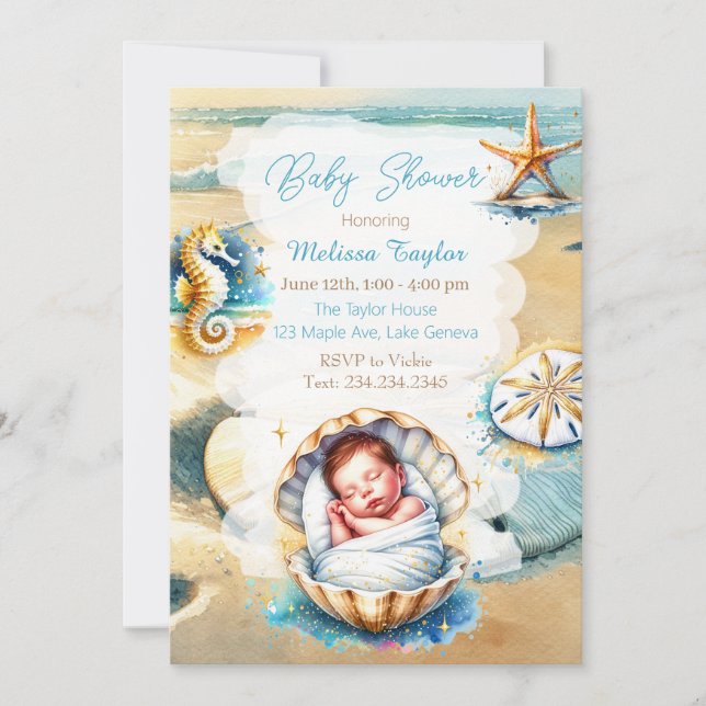 Invitation Sweet Seaside Boy's Baby shower Côtier Thème (Devant)