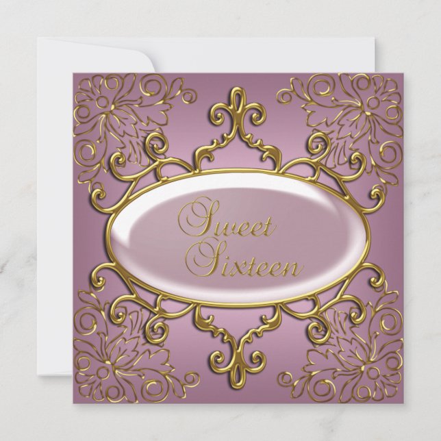 Invitation Sweet sixteen 16 Anniversaire de fête Royal Gold R (Devant)