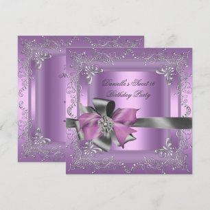 Invitation Sweet sixteen 16 Anniversaire Fête Lilac Pink Arge