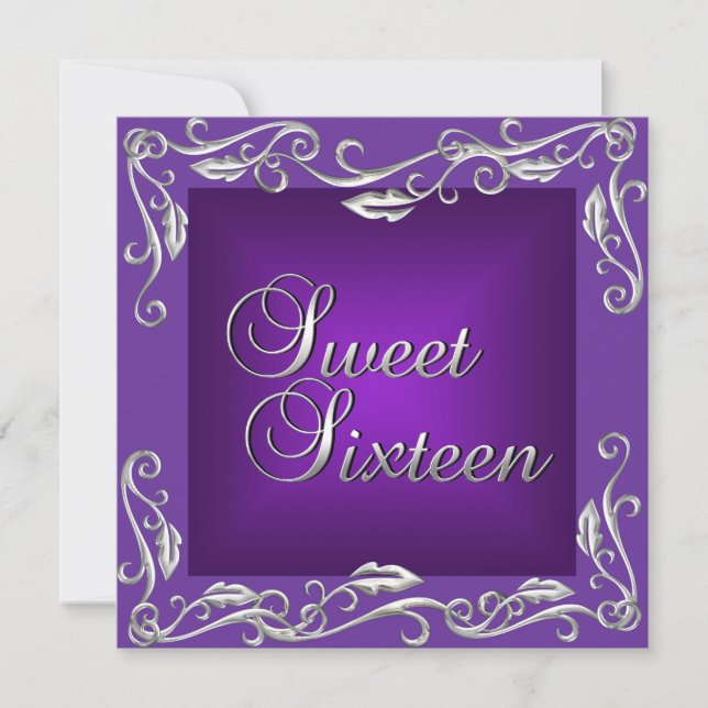 Invitation Sweet sixteen 16 Anniversaire Fête Lumineux Profon (Devant)