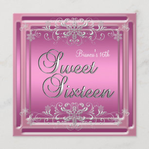 Invitation Sweet Sixteen 16 Anniversaire Rose Argent Teen Fil