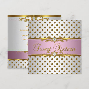 Invitation Sweet Sixteen 16 Anniversaire Rose Blanc Tache Dor