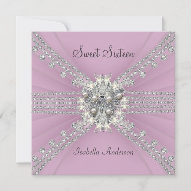 Invitation Sweet sixteen 16 Butterfly rose fête d'anniversair (Devant)