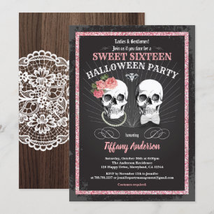 Invitation Sweet sixteen 16 Halloween fête d'anniversaire ros