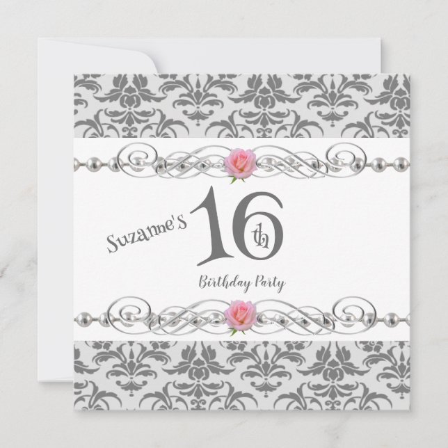 Invitation Sweet sixteen 16e fête d'anniversaire (Devant)