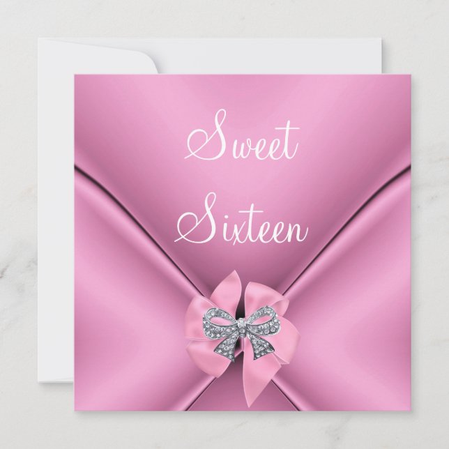 Invitation Sweet sixteen 16e fête d'anniversaire Jolie Bow ro (Devant)