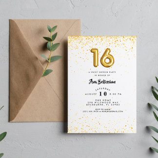 Invitation Sweet sixteen 16ème Confetti fête d'anniversaire
