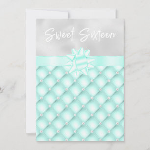 Invitation Sweet sixteen à la menthe et aux perles touffetées