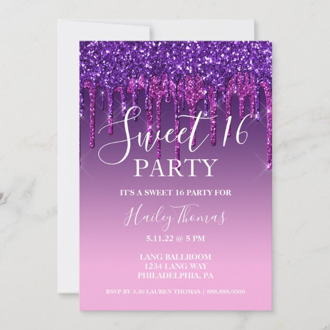 Invitation - Sweet sixteen à Parties scintillant v (Devant)